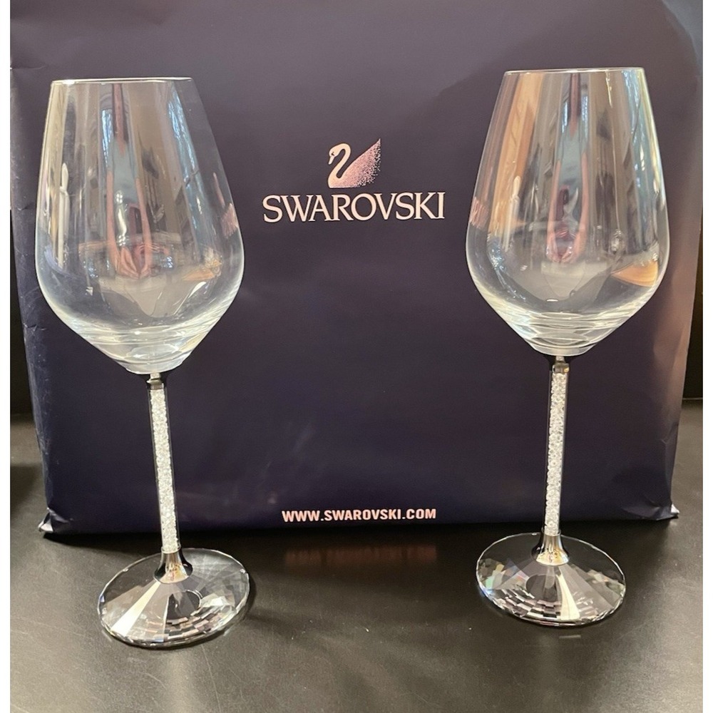 Swarovski Stemware Pair Red Wine Glasses Crystalline 626624 - New in Box! 8 3/4"